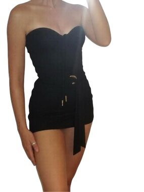 Y2K Juicy Couture Beach Royalty Swim Dress Cover Up Black XL